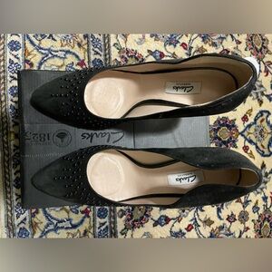 Clarks Women's Black Studded Flats